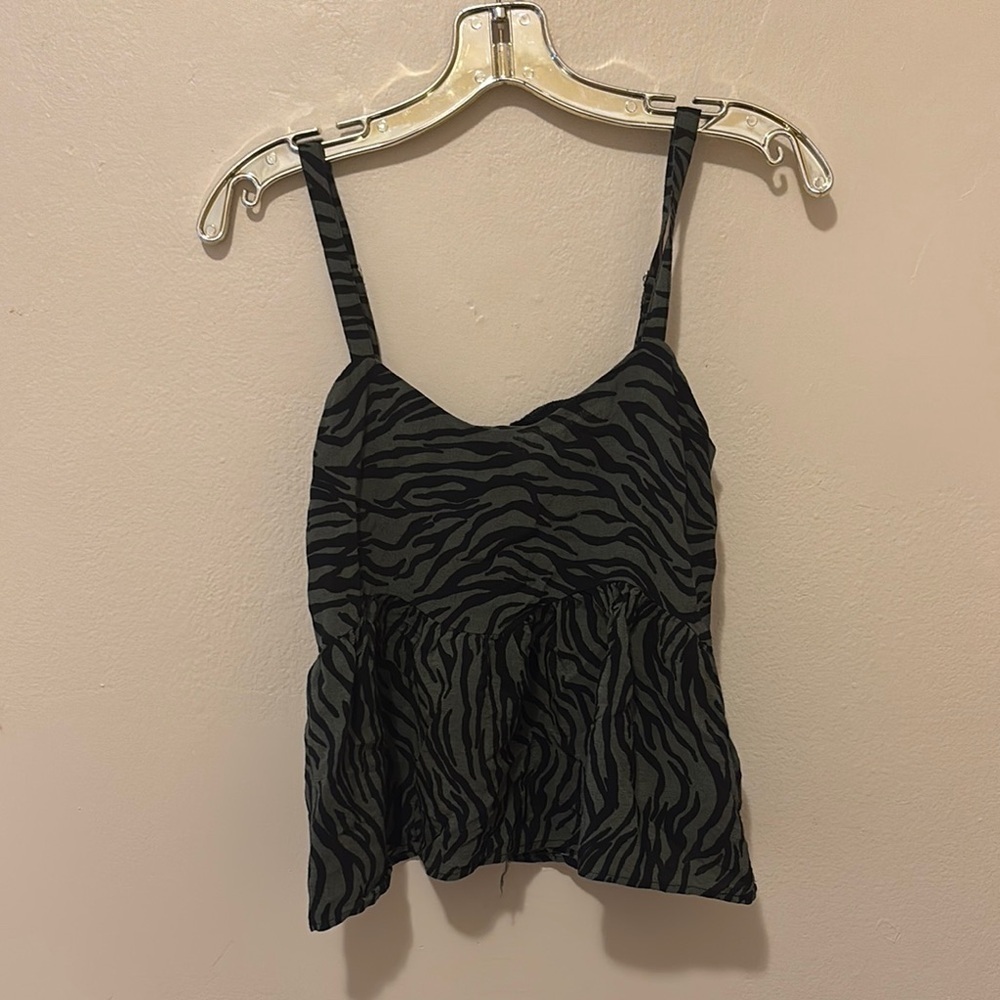 Hollister Black and Gray Zebra Print Camisole
